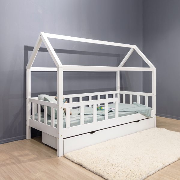 Pat casuta Jasmine 90×200 alb (3)